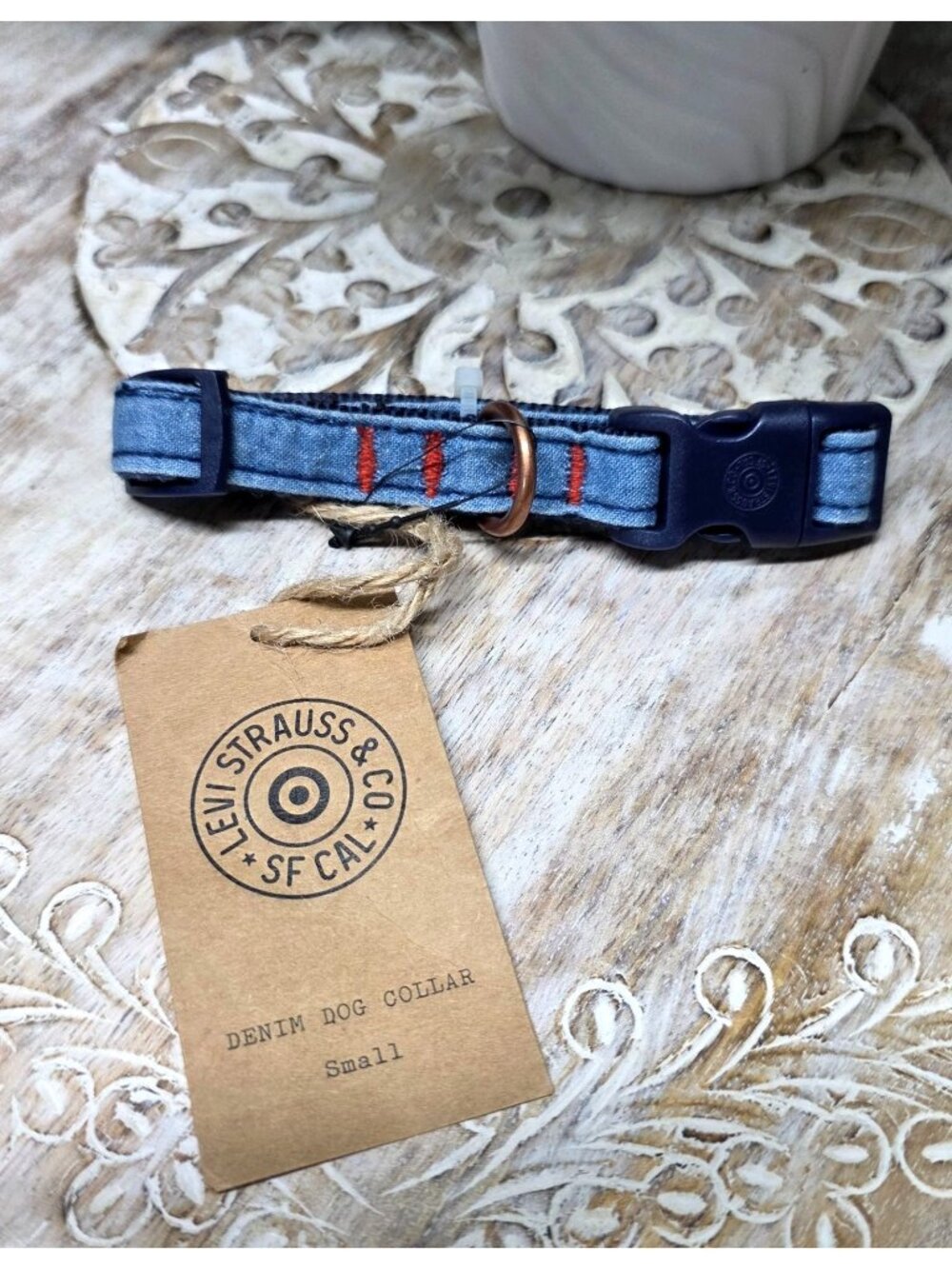 Levi's Denim Dog Collar Small Adjustable Blue Pet Collar New